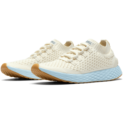Mineral White Ice Water Allday Knit Shoe Front Side Angle.