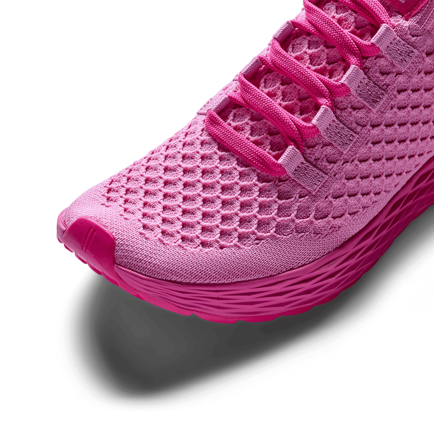 Signal Pink Allday Knit Shoe Detail Angle.