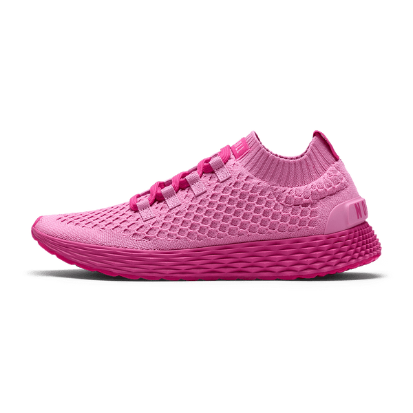 Signal Pink Allday Knit Shoe Side Angle.