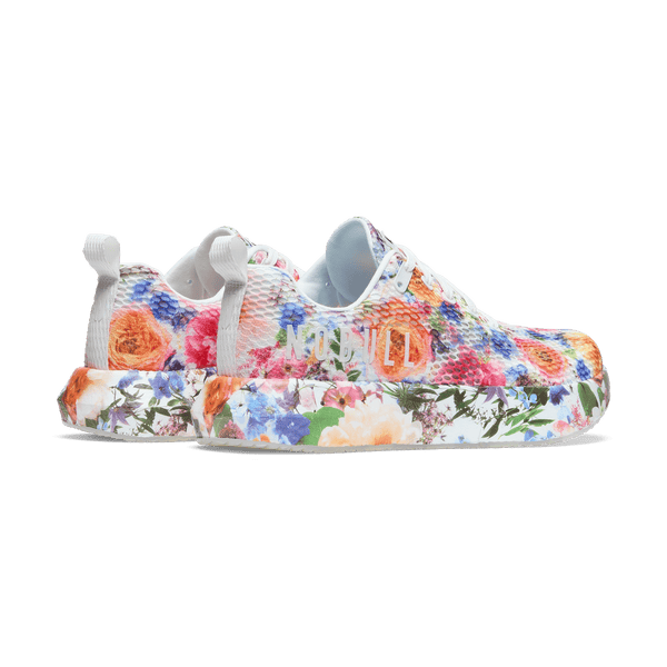 White Take Your Flowers Drive Mesh Shoe Back Side Angle