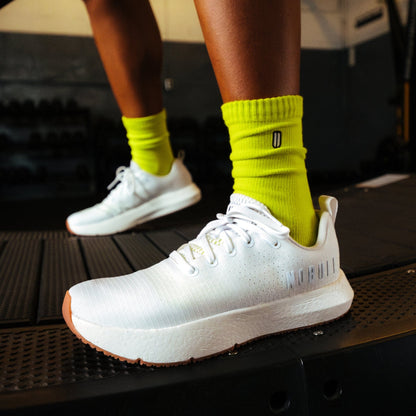 Women's White Drive Ripstop Shoe On Body Angle.