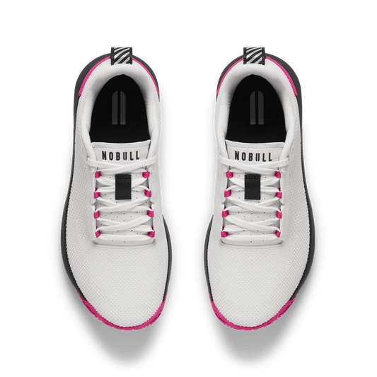 Classic White Pink Glo Outwork Flex Shoe Overhead Angle.