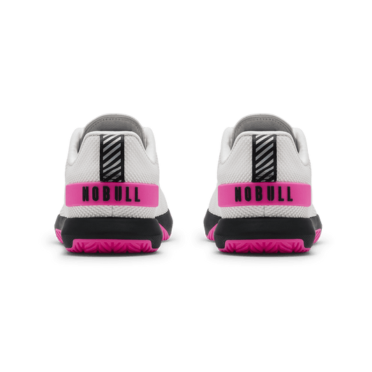 Classic White Pink Glo Outwork Flex Shoe Back Side Angle.
