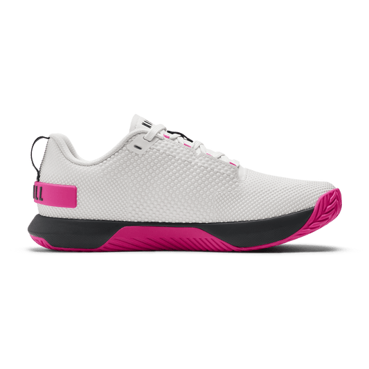 Classic White Pink Glo Outwork Flex Shoe Medial Side Angle.