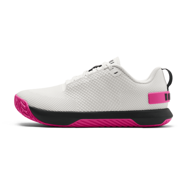 Classic White Pink Glo Outwork Flex Shoe Side Angle.