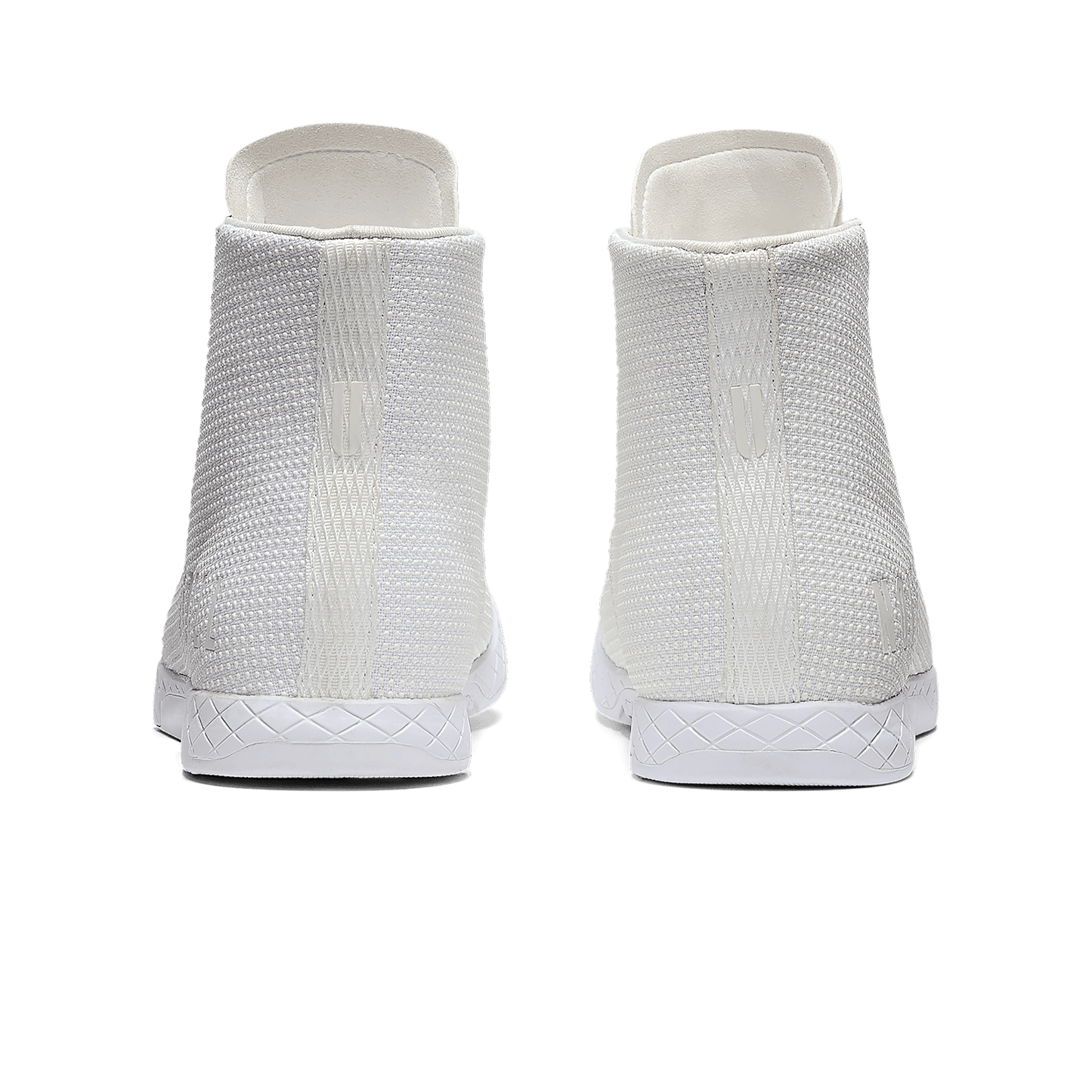 White Outwork High-Top Shoes Back Angle.