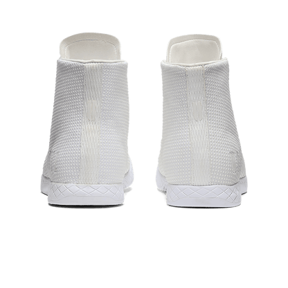 White Outwork High-Top Shoes Back Angle.