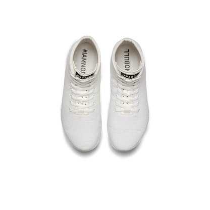 White Outwork High-Top Shoes Above Angle.