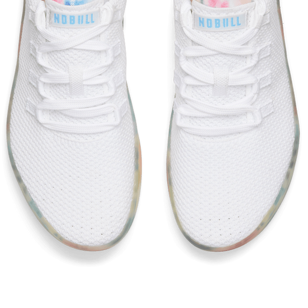 White Take Your Flowers Recs Knit Shoe Above Toe Box Angle