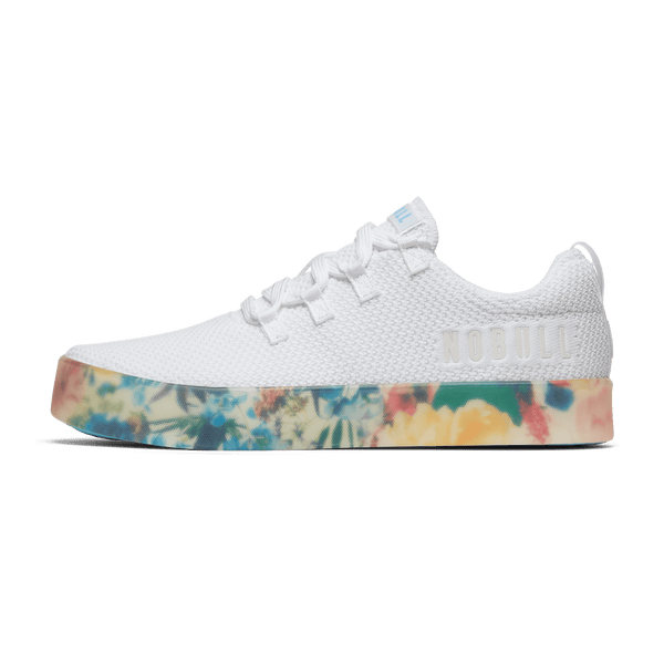 White Take Your Flowers Recs Knit Shoe Side Angle