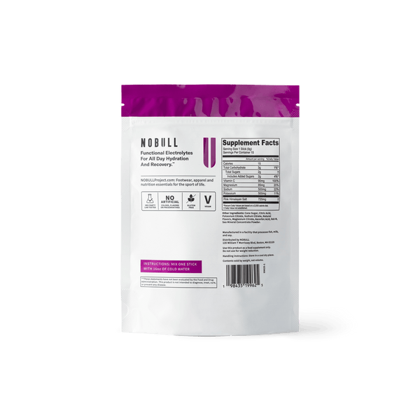 Blueberry Pomegranate Electrolytes Reverse Side of Packaging