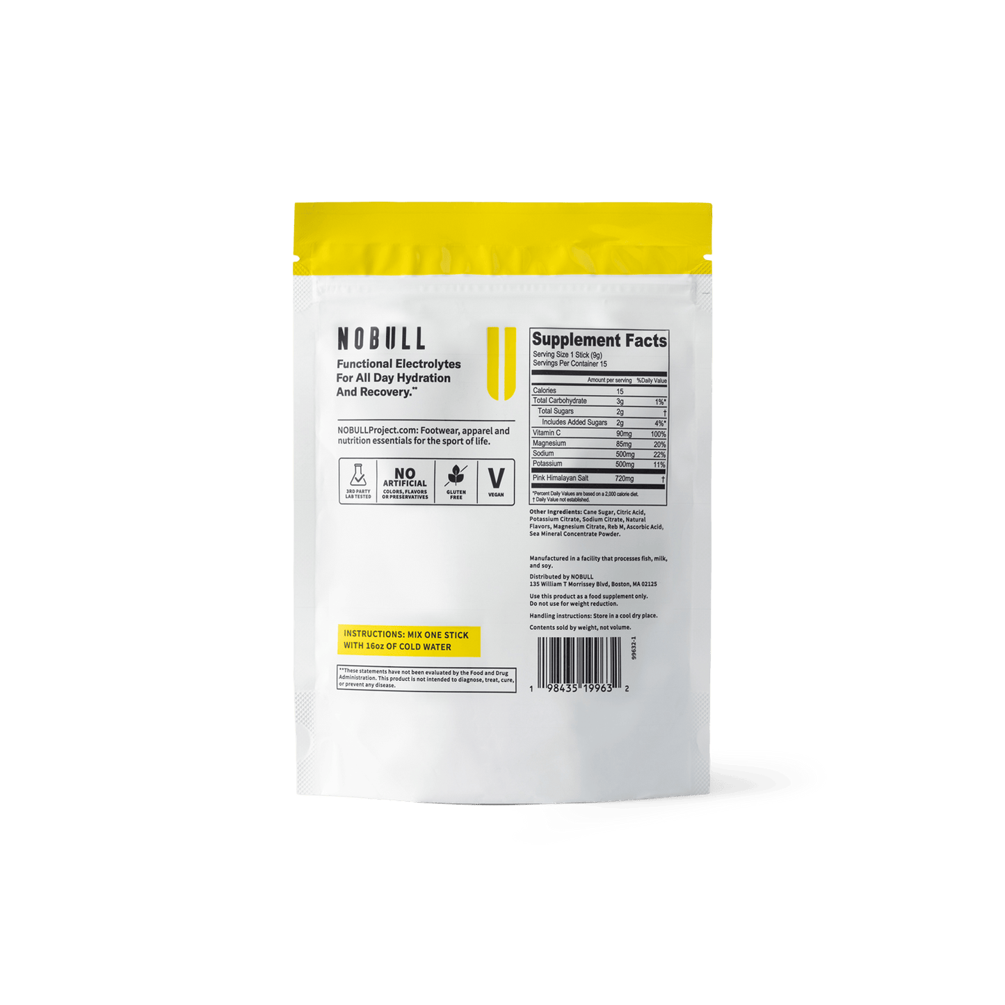 Lemonade Electrolytes Reverse Side of Packaging