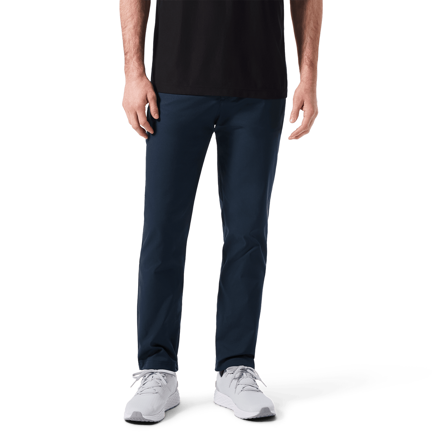 Navy Men's Public Rec Dealmaker 5-Pocket Pant Front Lower Body Angle.