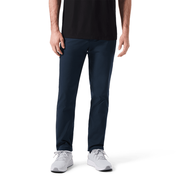 Navy Men's Public Rec Dealmaker 5-Pocket Pant Front Lower Body Angle.