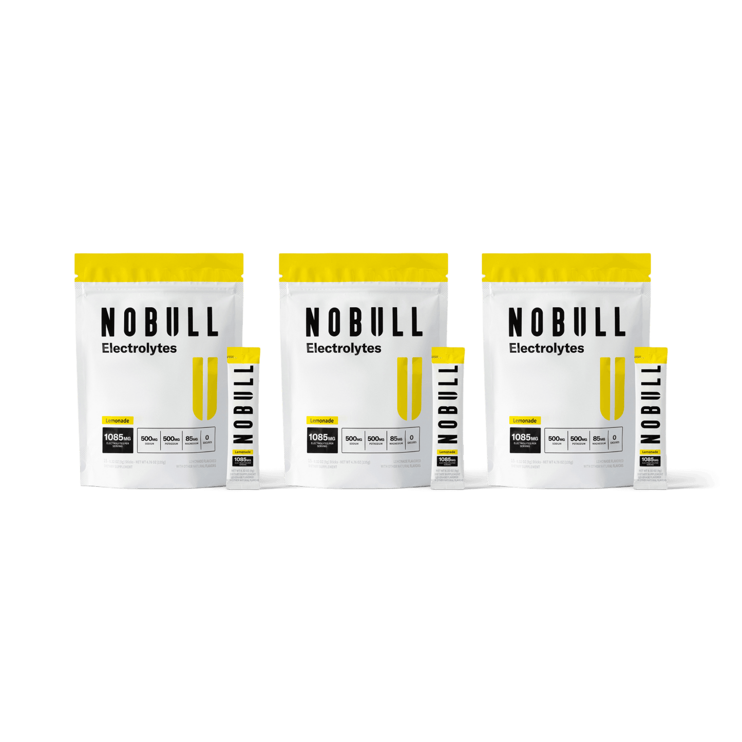 Three Lemonade Electrolytes Front of Packaging
