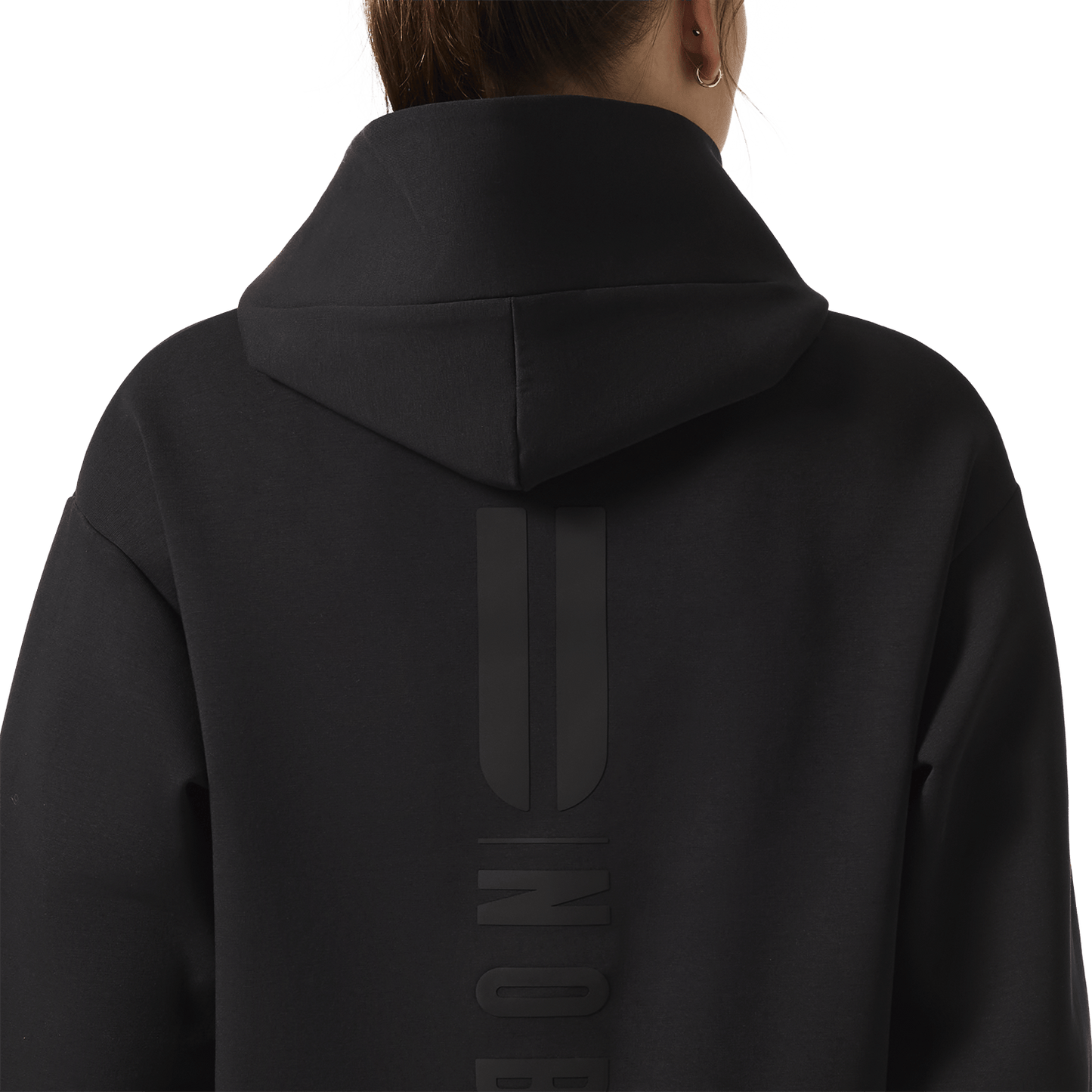 Women's Black Elements Hoodie Detail Angle.
