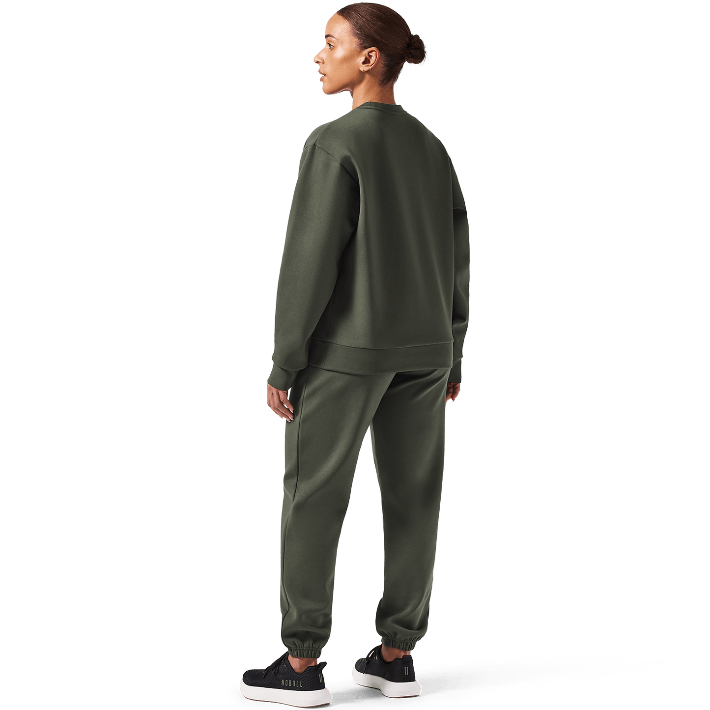 Women's Dark Army Elements Hoodie x Sweatpant Back Full Body Angle.