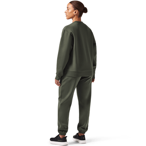 Women's Dark Army Elements Hoodie x Sweatpant Back Full Body Angle.