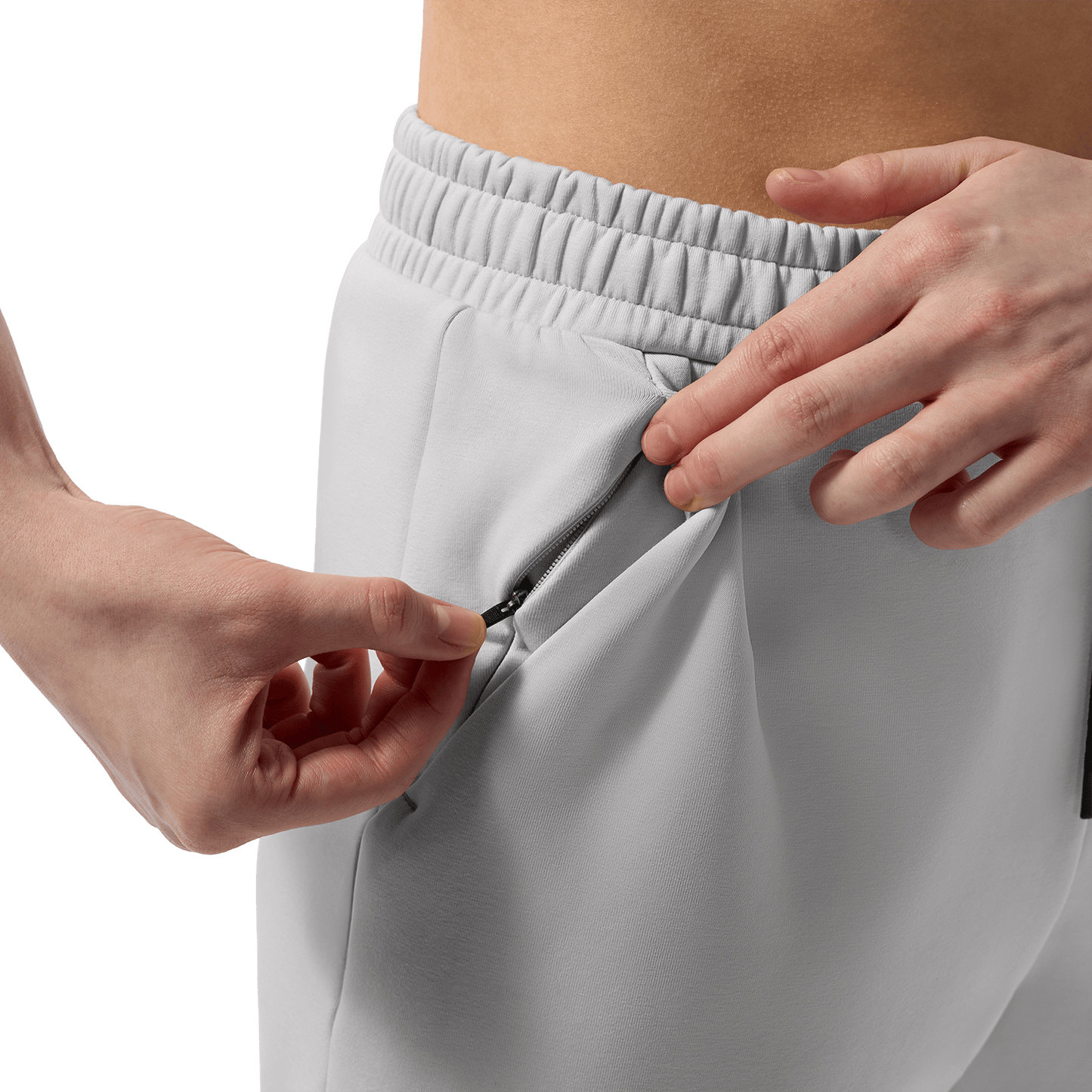 Women's Light Grey Elements Crew x Jogger Bundle Set Secret Zipper Pocket Angle.