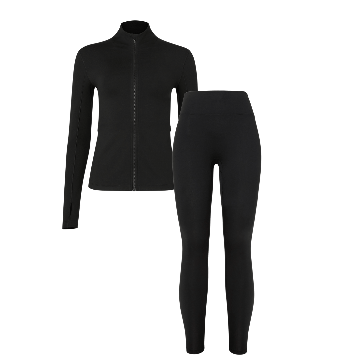 Women's Matte Zip-Up Jacket x Tights - Black