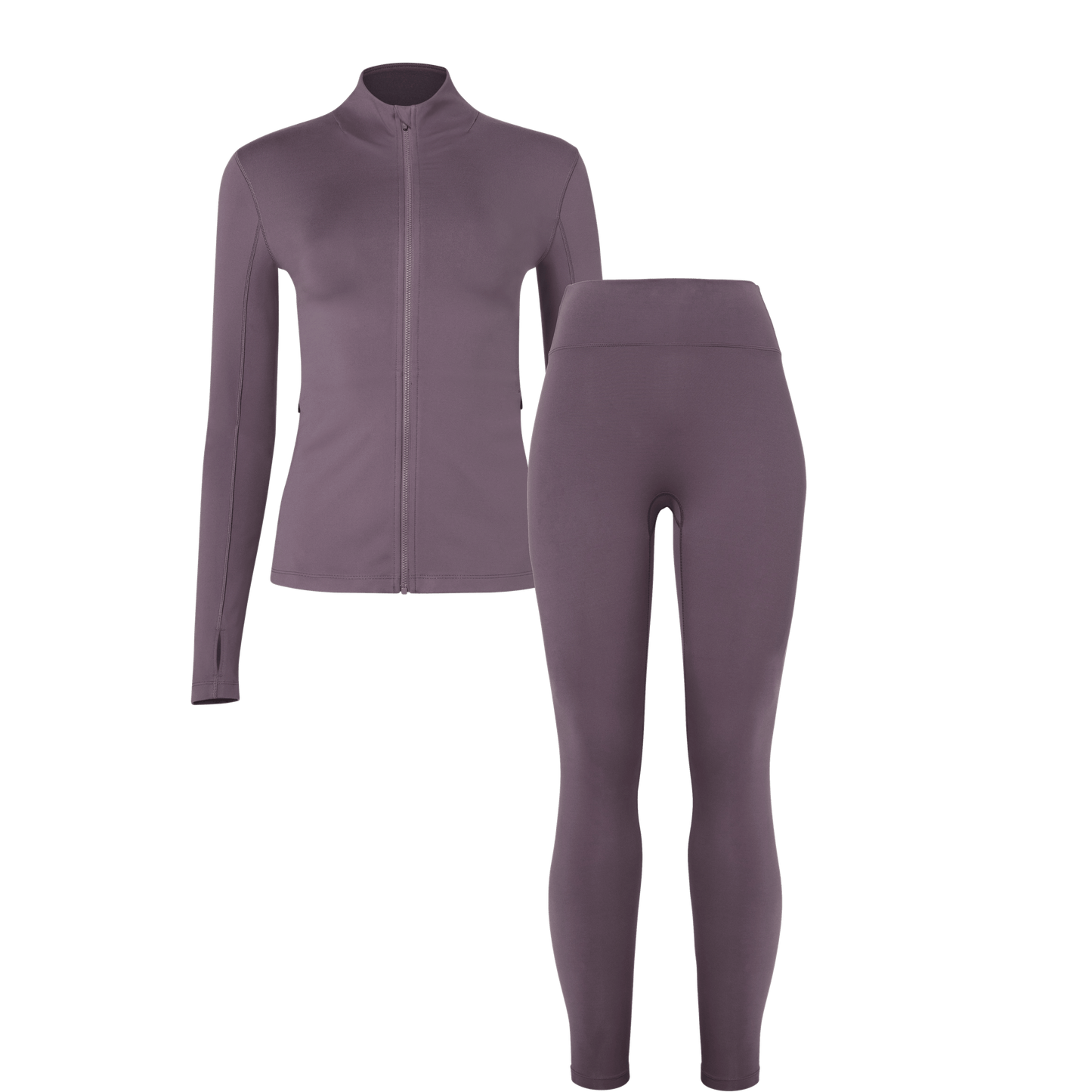 Women's Matte Zip-Up Jacket x Tights - Black Plum