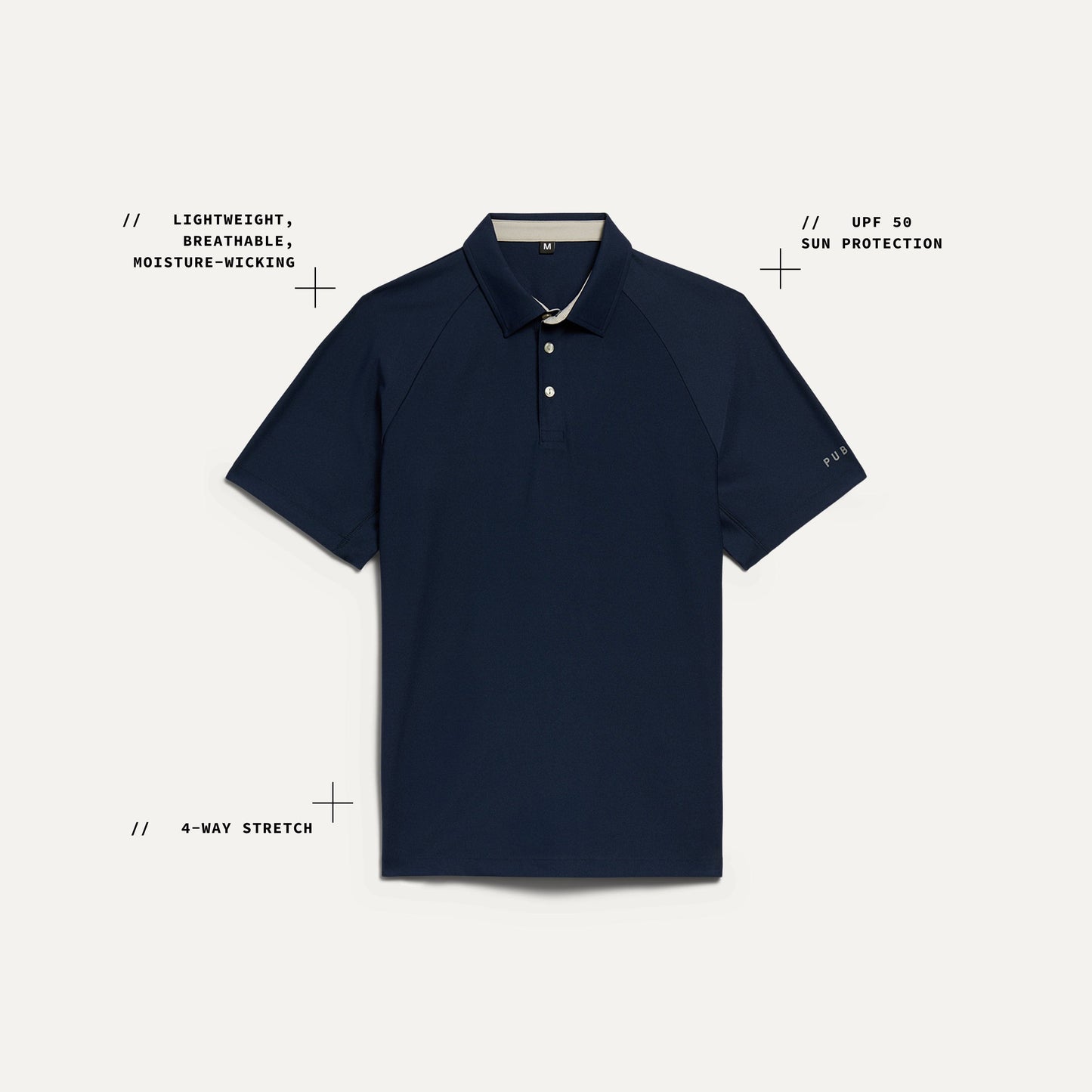 Public Rec All Fore It Polo Shirt PDP Tech Callout.