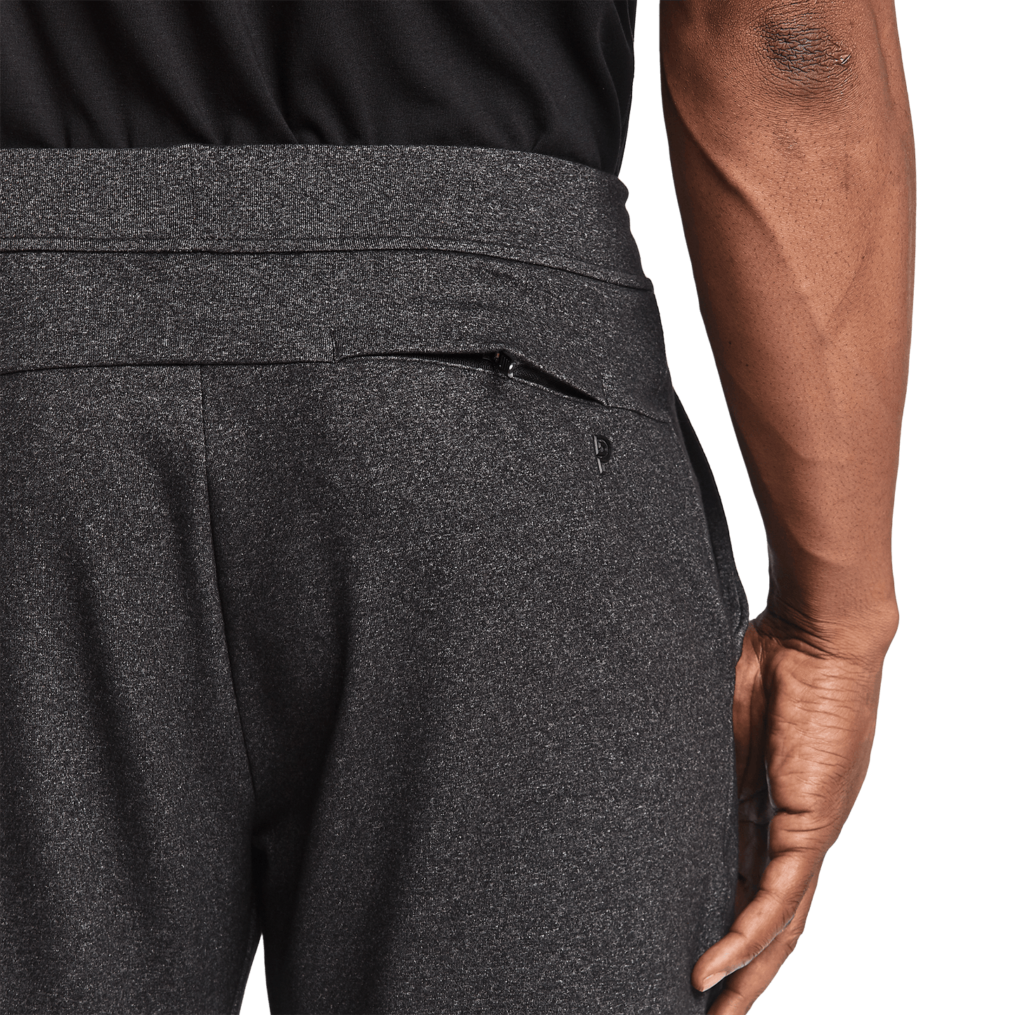 Men's Heather Charcoal Gamechanger 5 Pocket Jogger Back Detail Angle.