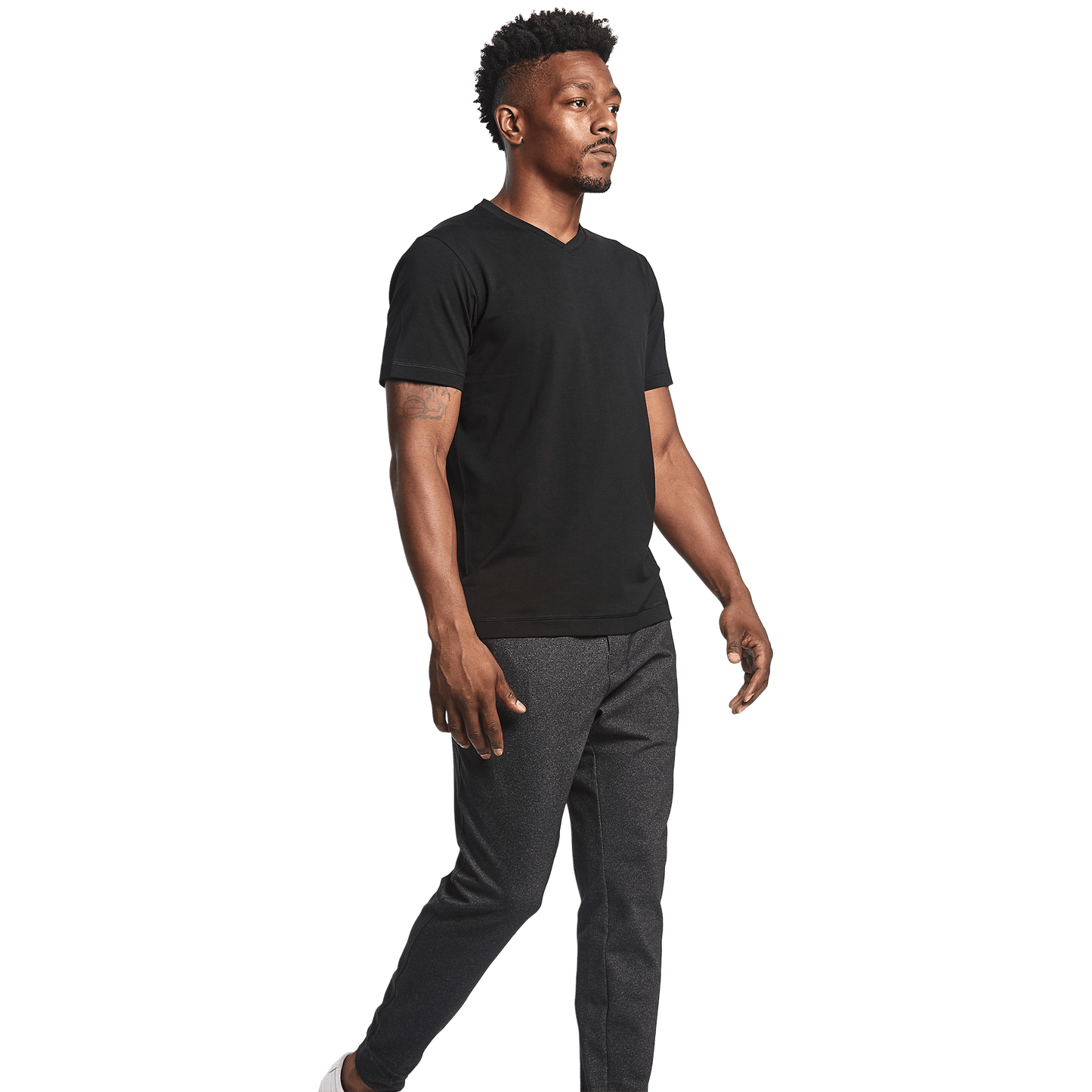 Men's Heather Charcoal Gamechanger 5 Pocket Jogger Front Full Body Angle.