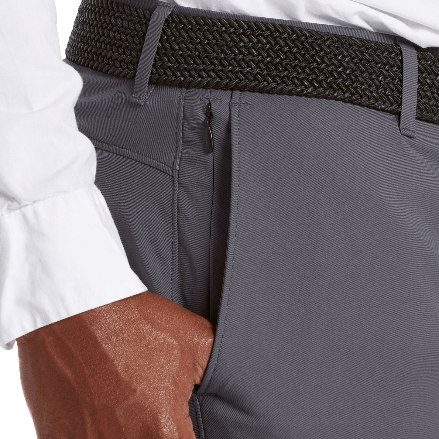 Men's Slate Dealmaker Chino Pant Pocket Detail Angle.