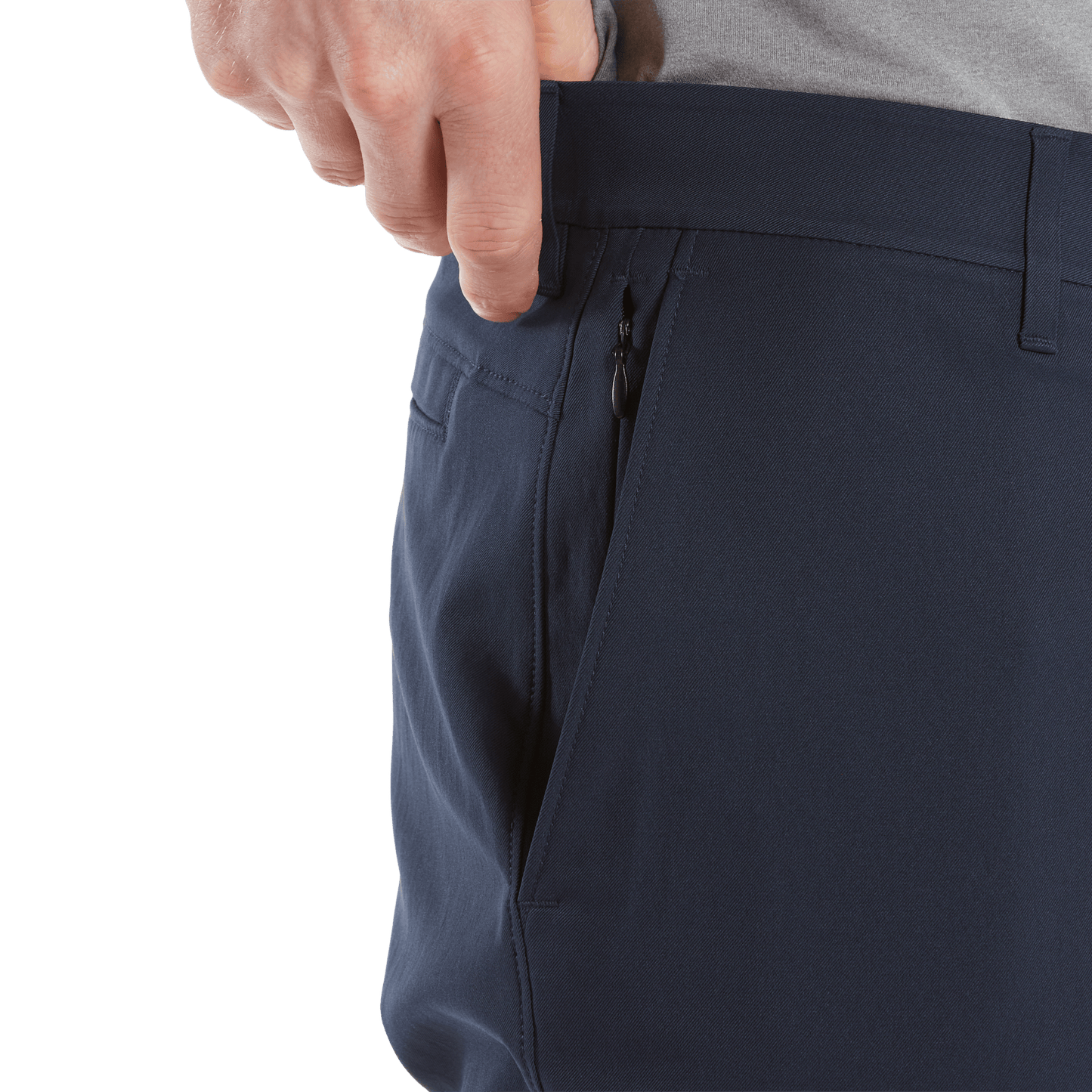 Men's Navy Dealmaker Chino Pant Pocket Detail Angle.