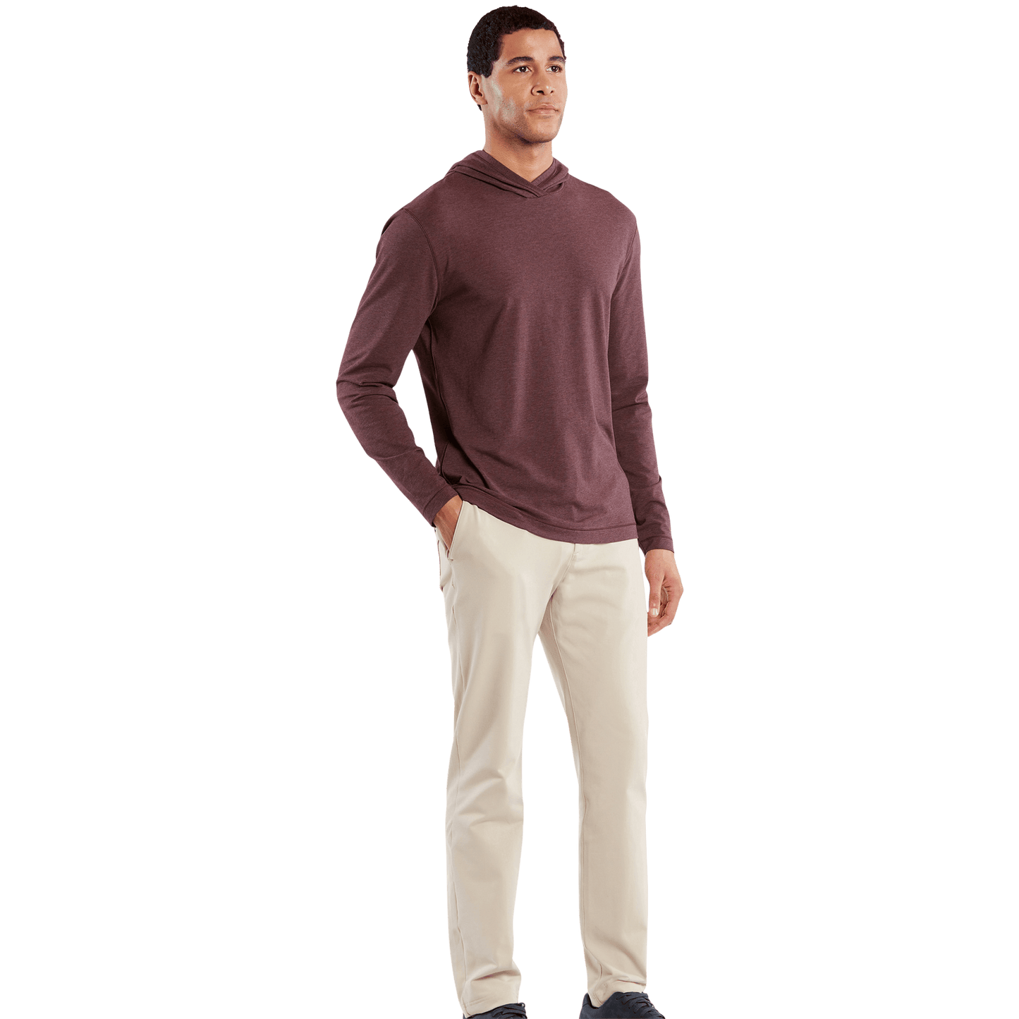 Taupe Gamechanger 5 Pocket Pant Front Full Body Angle.