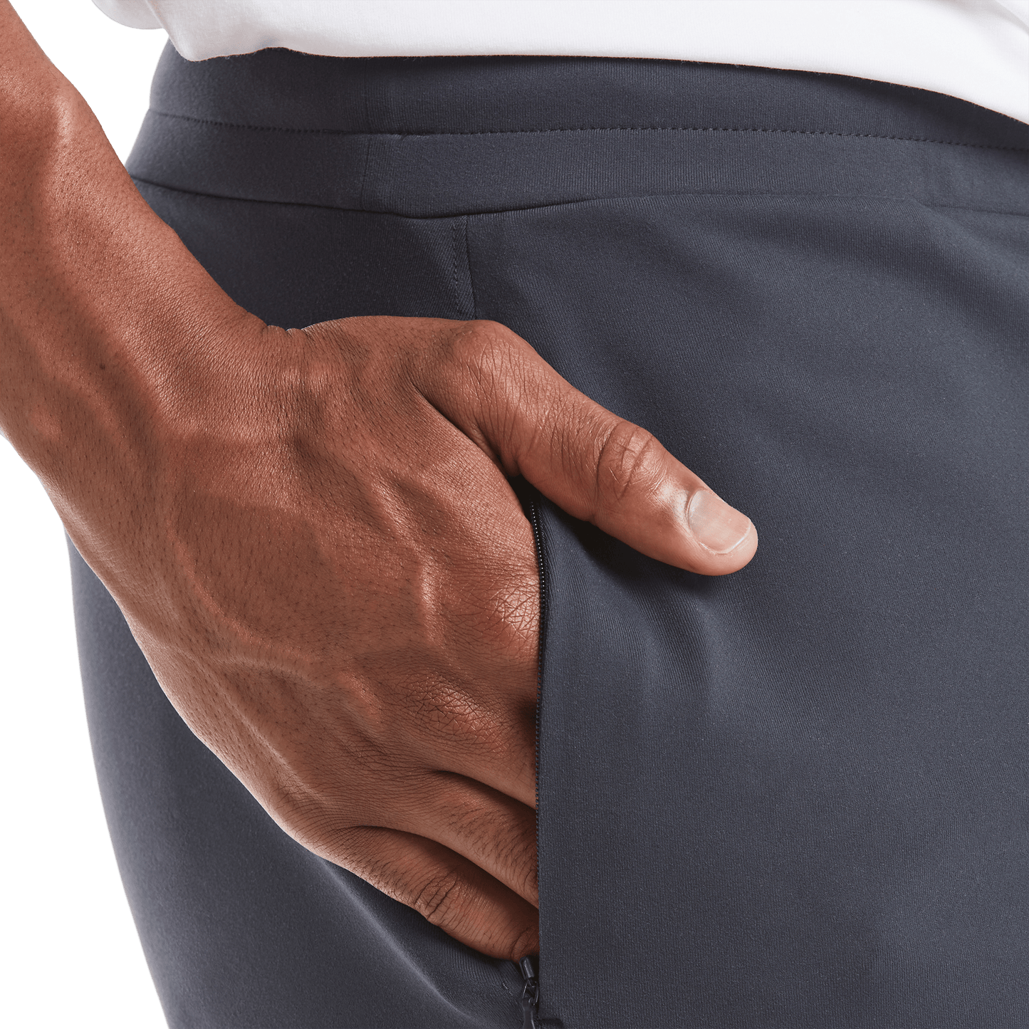 Men's Stone Grey Gamechanger Rec Pant Pocket Detail Angle.