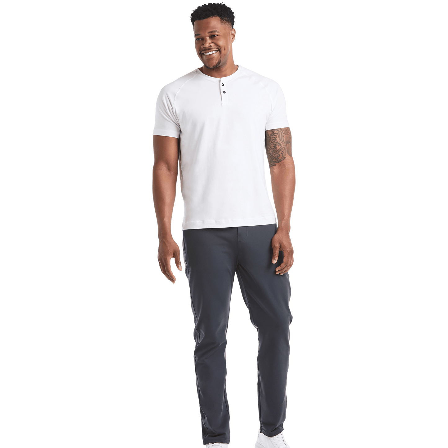Men's Stone Grey Gamechanger Rec Pant Front Full Body Angle.