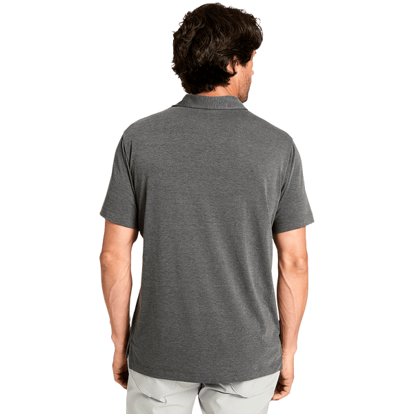 Men's Heather Charcoal Adapt Polo Back Angle.