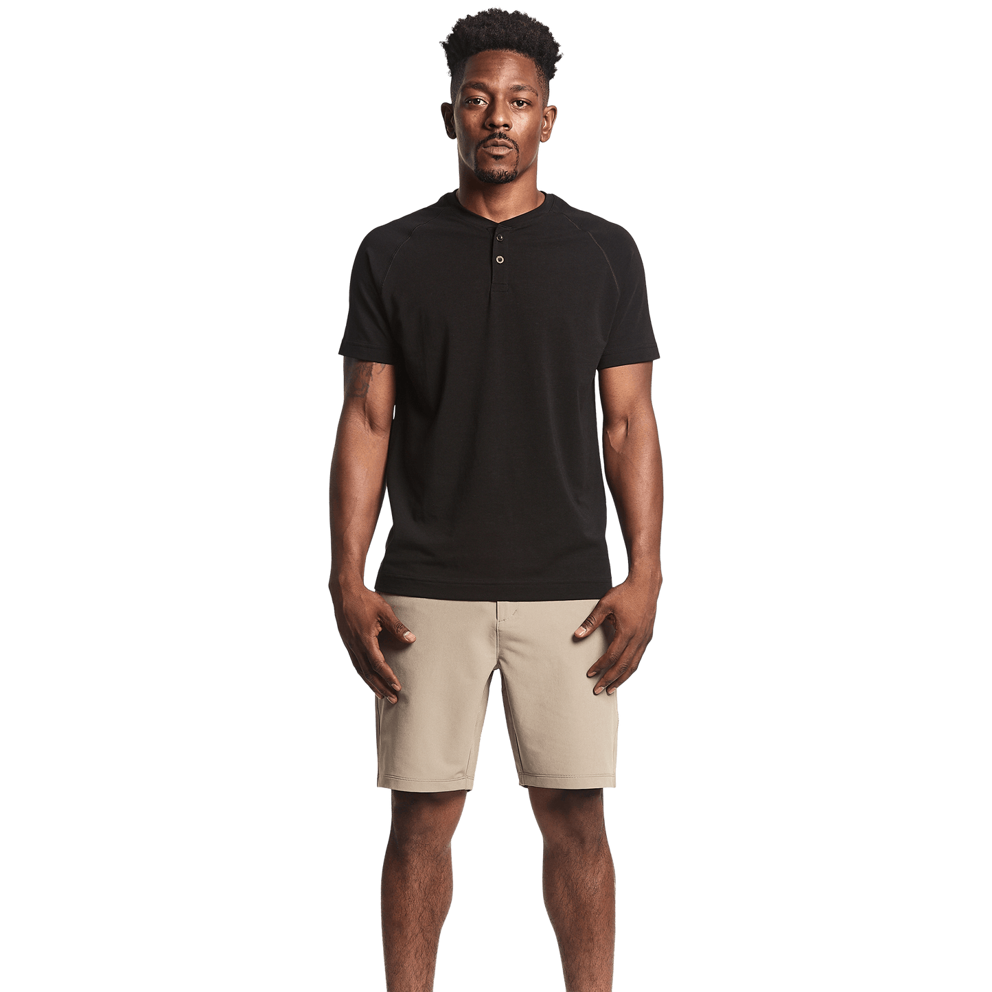 Sand Dealmaker Short Front Full Body Angle.