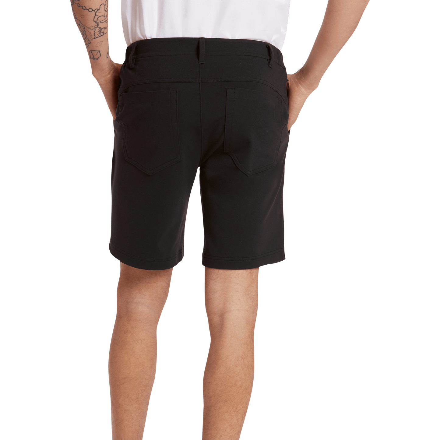 Men's Black Gamechanger 5 Pocket Short Reg Back Angle.