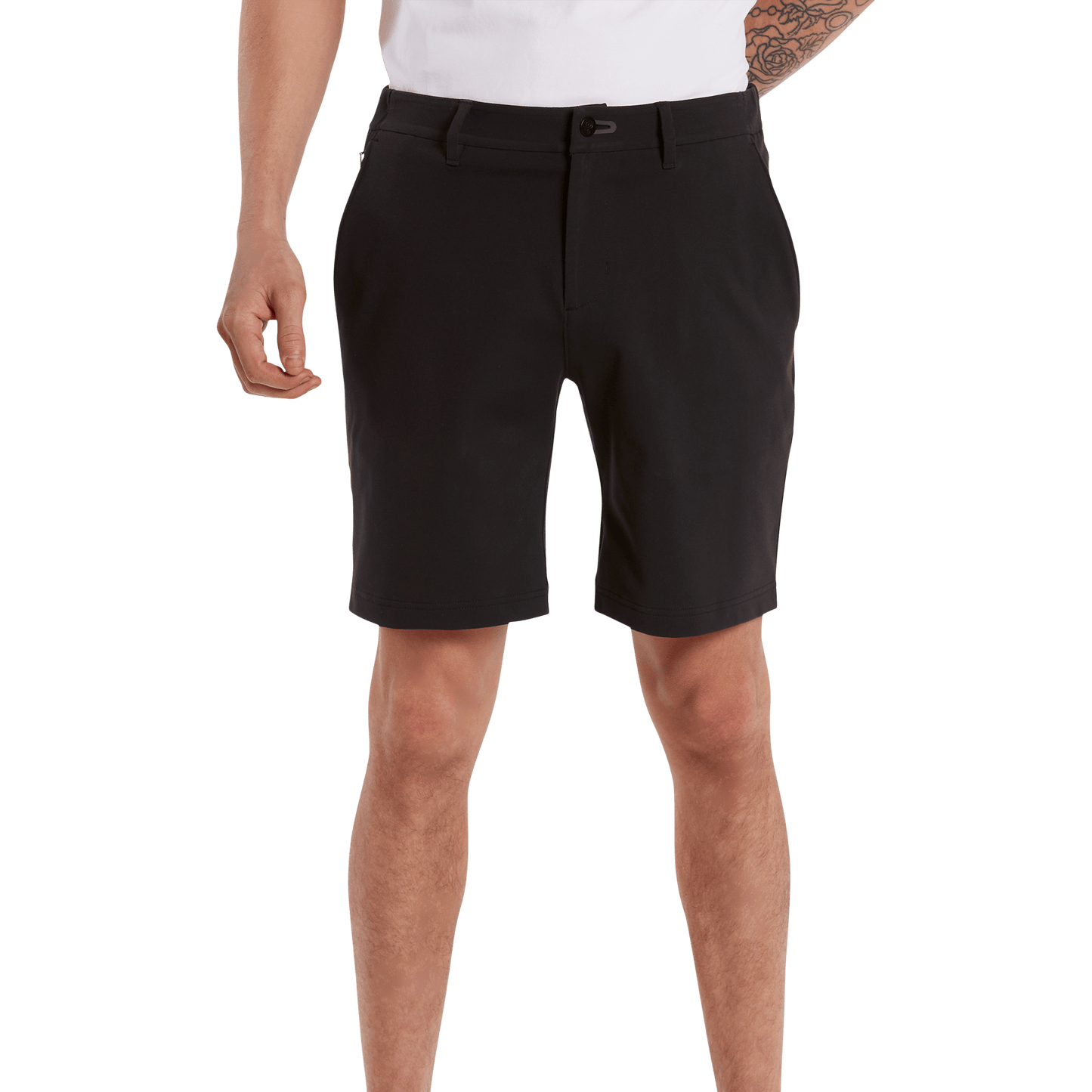 Men's Black Gamechanger 5 Pocket Short Reg Front Angle.