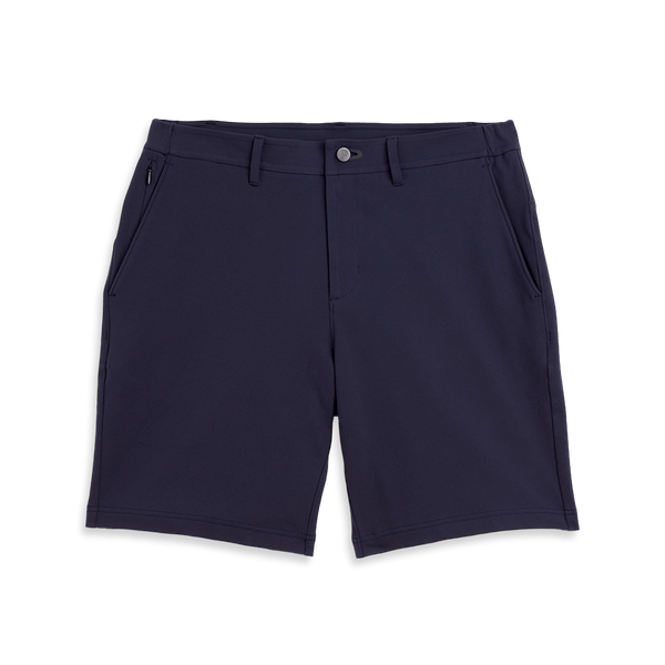 Men's Navy Gamechanger 5 Pocket Short Flat Lay Angle.