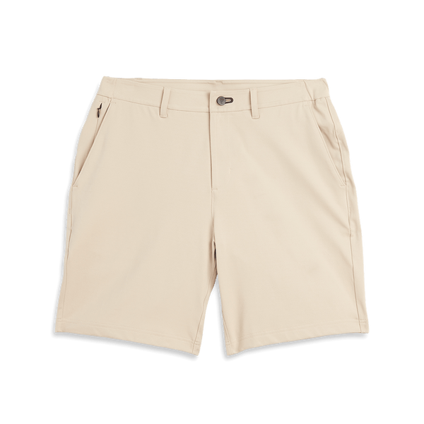 Men's Taupe Gamechanger 5 Pocket Short Flat Lay Angle.