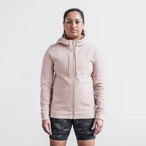 WOMEN'S NOBULL ZIP-UP HOODIE, DUSTY ROSE